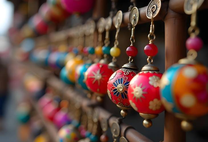 Artistic CloseUp of Colorful Earrings for Beach Tourists